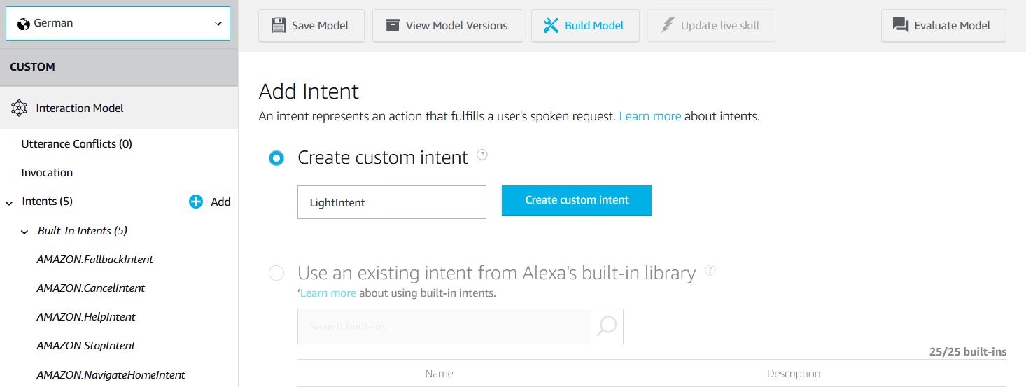 Créer une compétence Alexa Raspberry Pi - Ajouter une intention