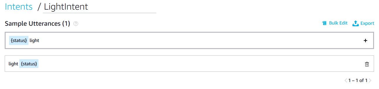 Raspberry Pi Alexa Skill Light Intent