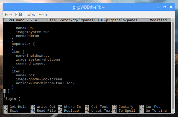   Ajout du menu de verrouillage