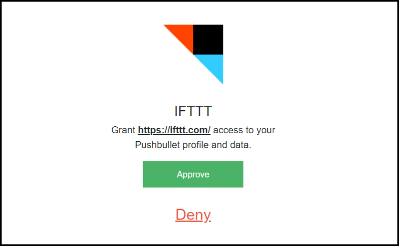 Approbation IFTTT Pushbullet