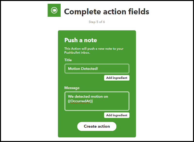 IFTTT Pushbullet Action