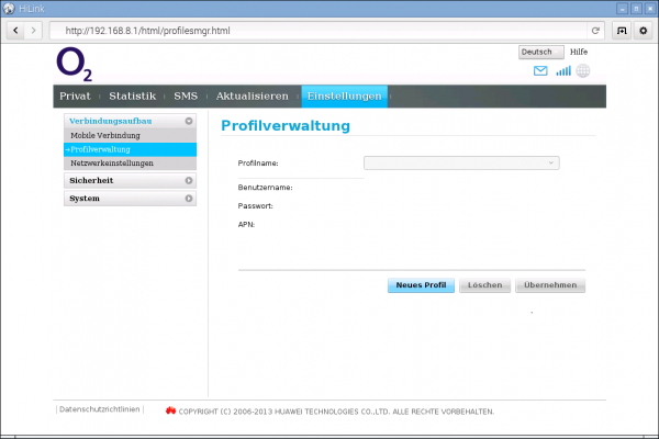 Huawei Internet Sticks Profile Management