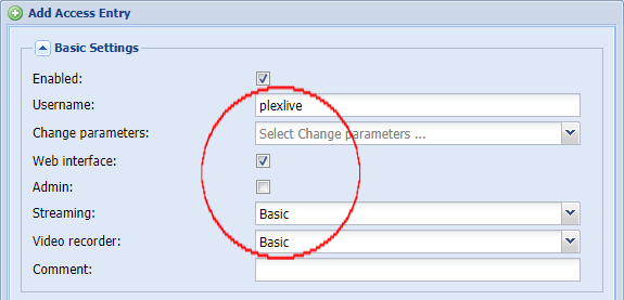 Tvheadend ajouter une entrée d'accès