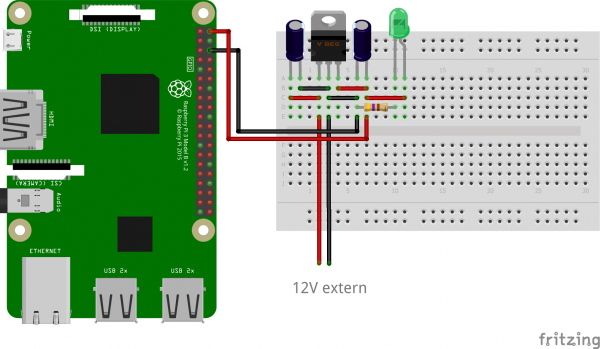 Raspberry Pi Greenhouse L7805 Steckplatine