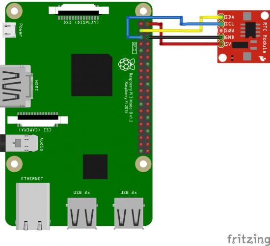 Horloge temps réel Raspberry Pi RTC Aufbau