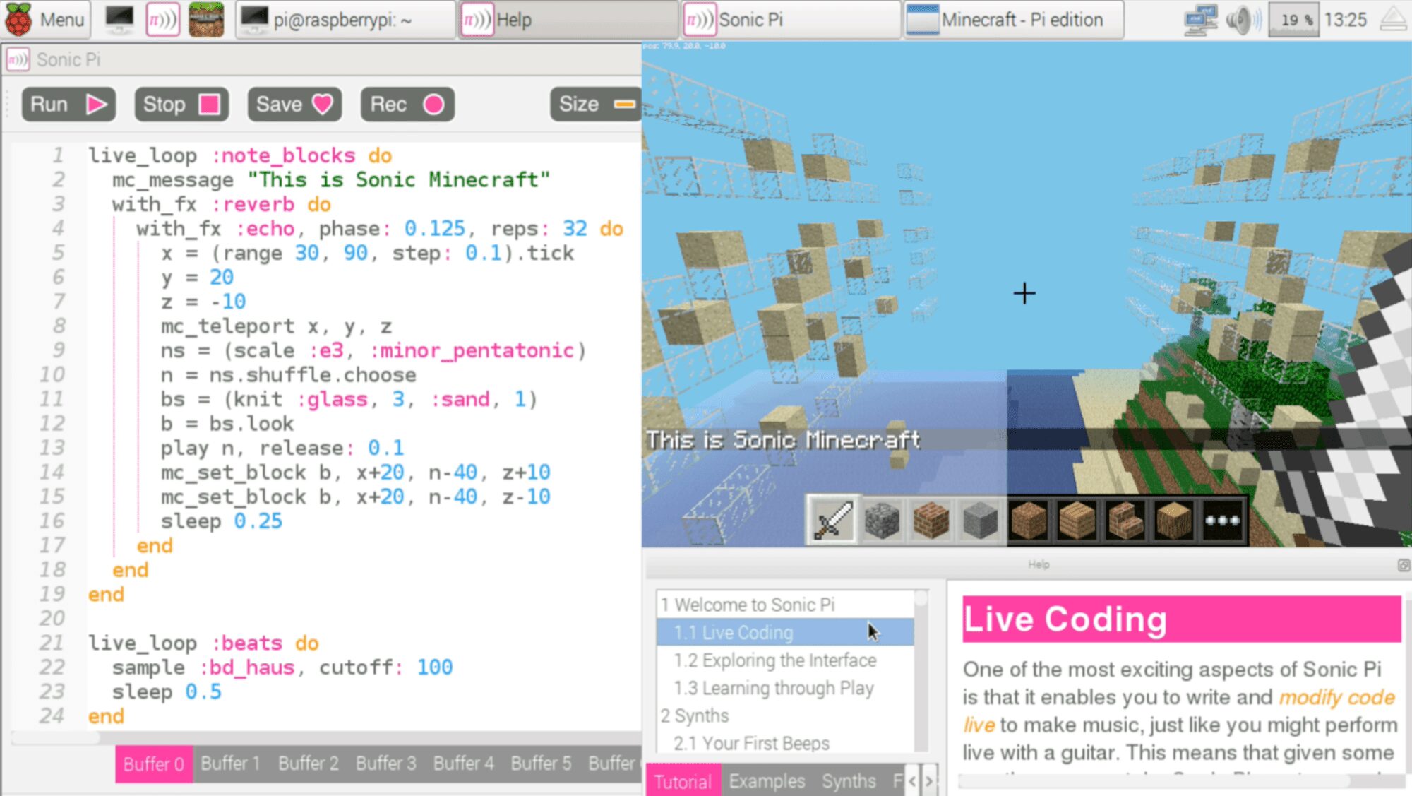 Codage en direct avec Sonic Pi et Minecraft sur le Raspberry Pi