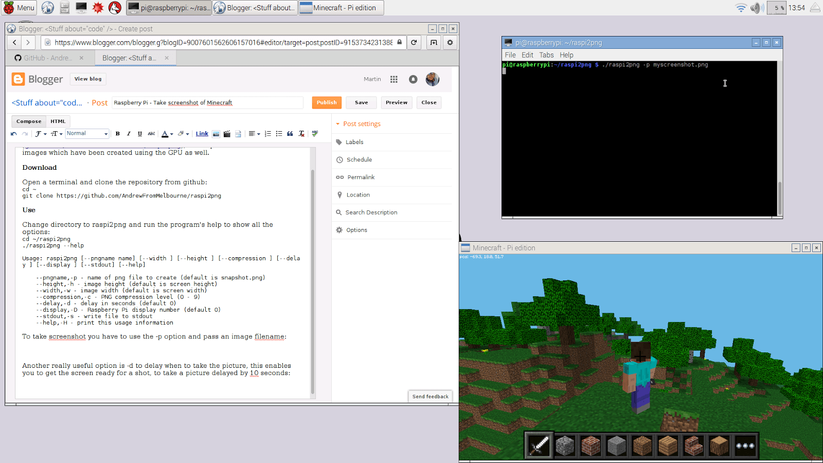 Prenez des captures d'écran de Minecraft et d'autres choses sur le Raspberry Pi