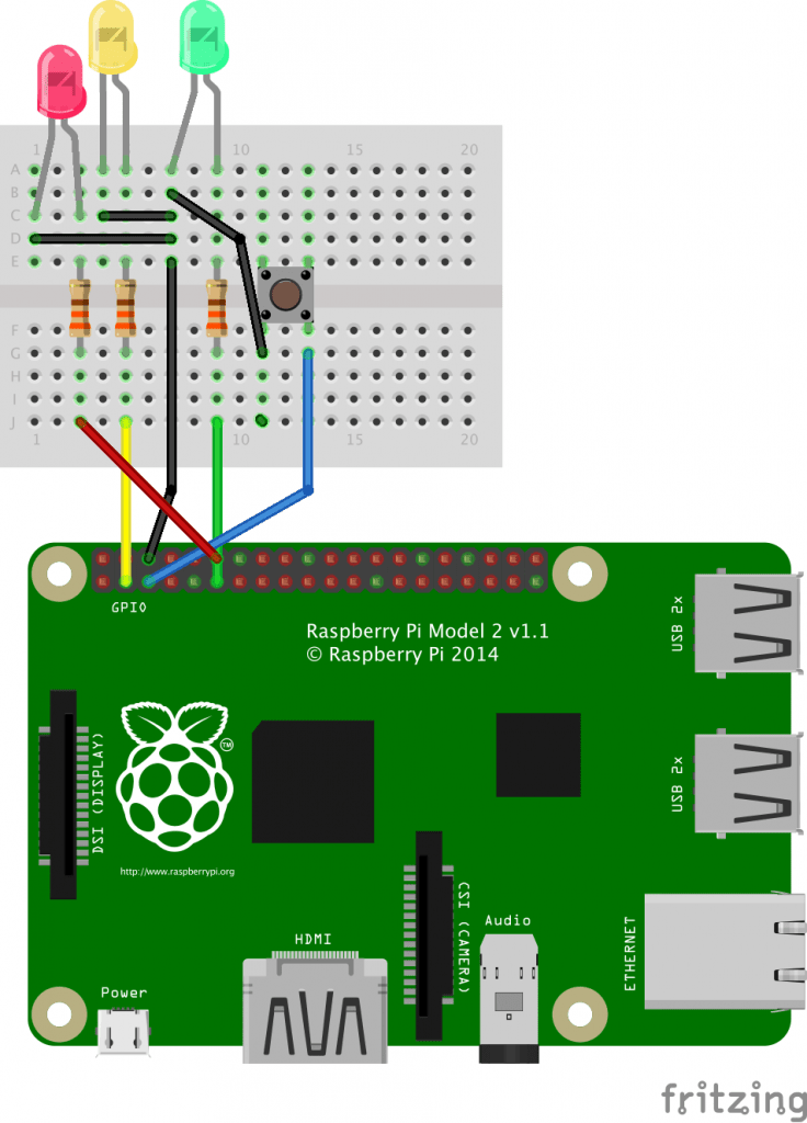 Extension d'un projet de feux tricolores sur le Raspberry Pi