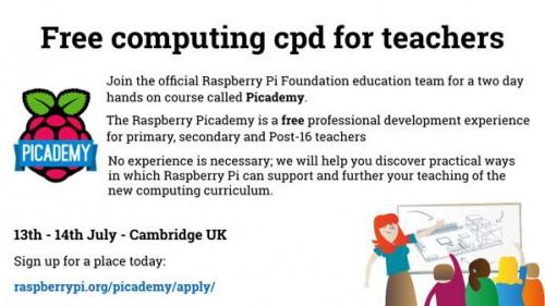 Picademy rentre à Cambridge pour le cours de DPC de juillet