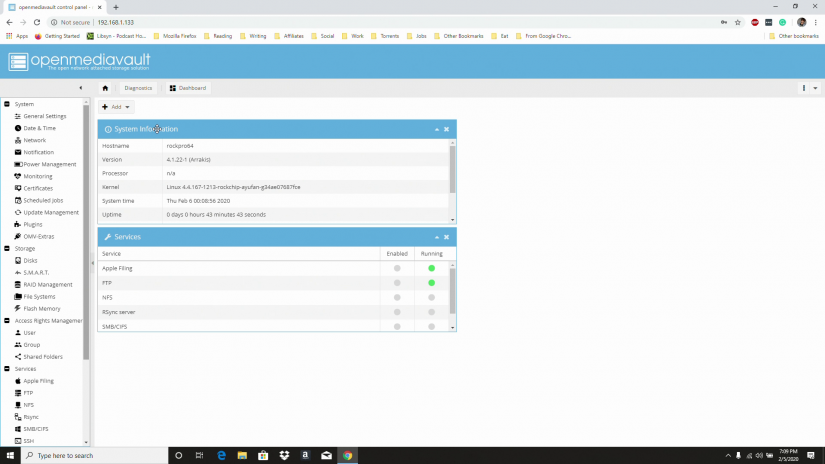 comment installer openmediavault sur rockpro64 - openmediavault web gui login