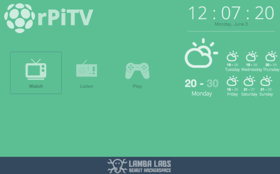 Écran de télévision Raspberry Pi Front-end 