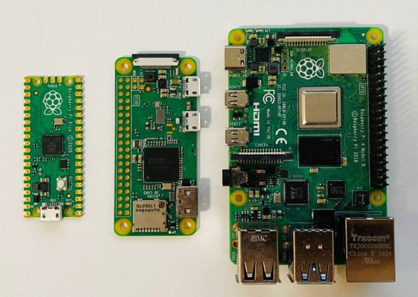Tailles Raspberry Pi (Pico, Zero, 4B)