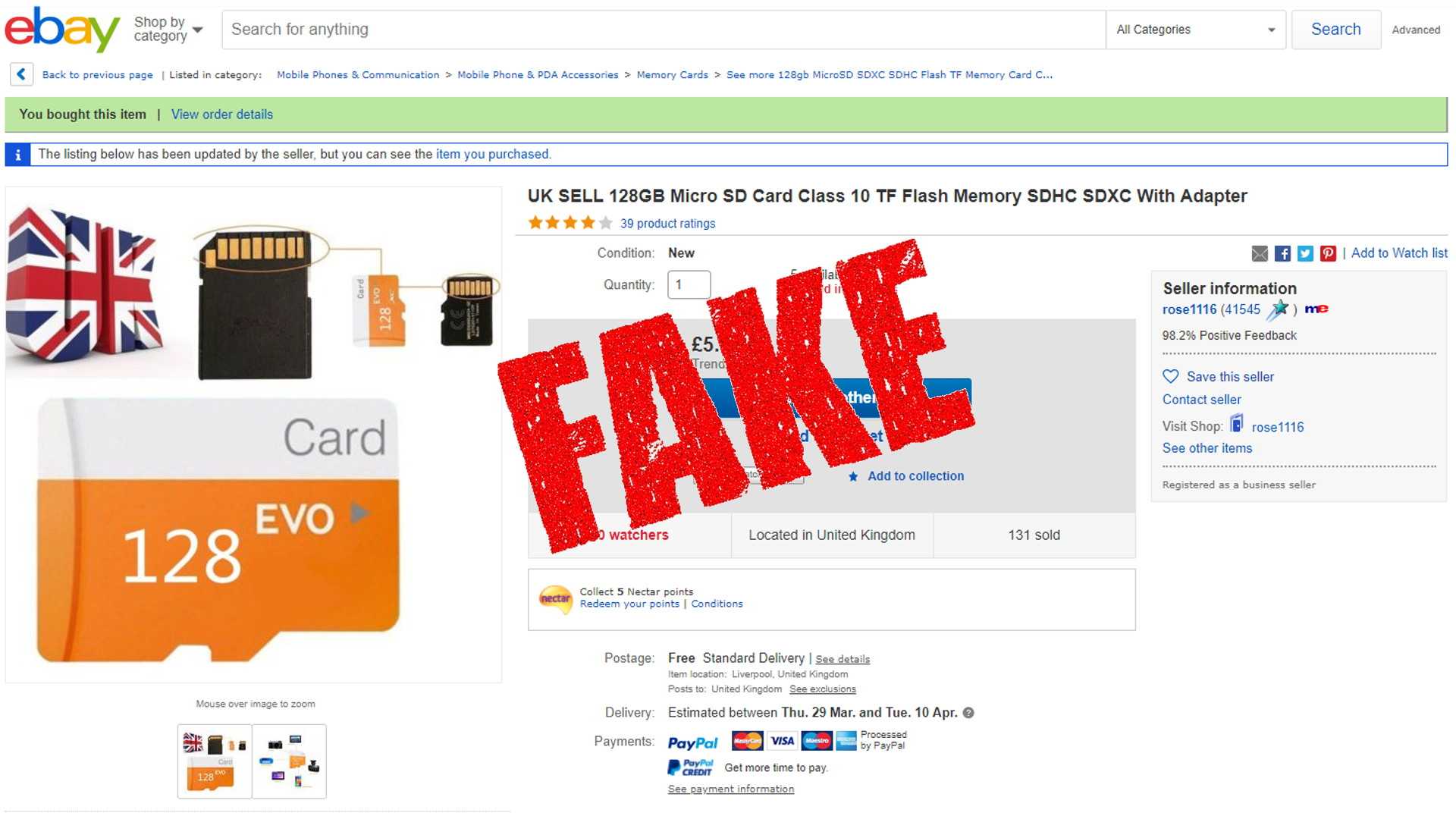 Les cartes SD bon marché d'eBay sont fausses