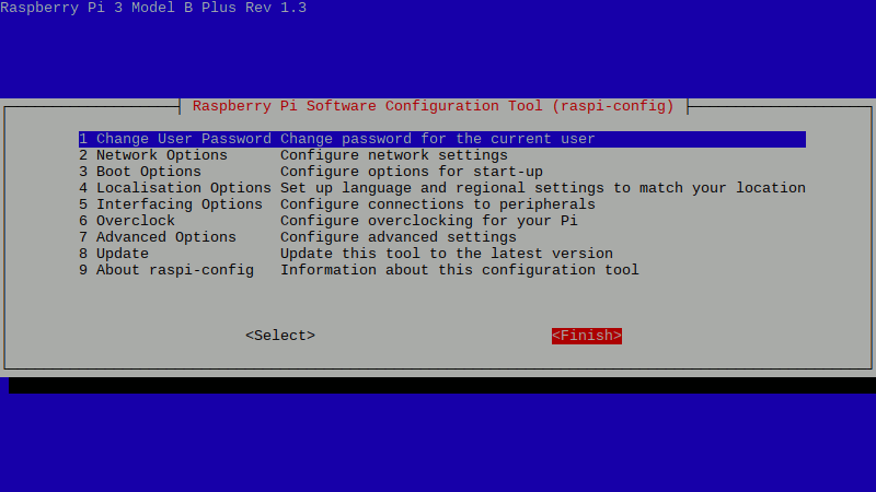 Activer RetroPie SSH - Écran Raspi-config