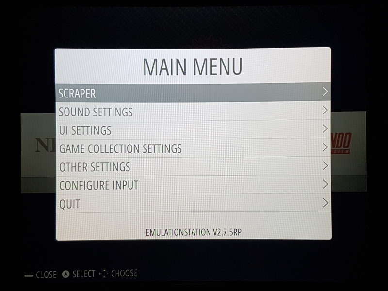 Menu principal de RetroPie