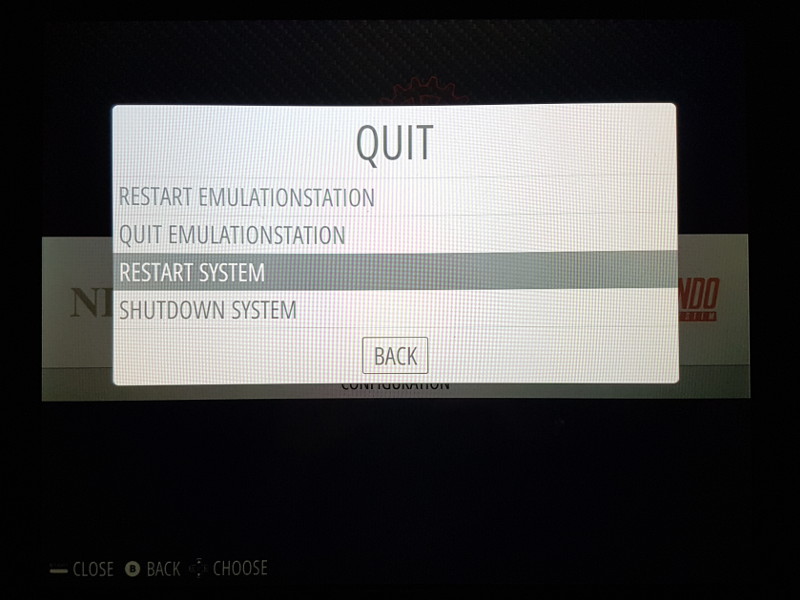 Menu Quitter RetroPie - Redémarrer