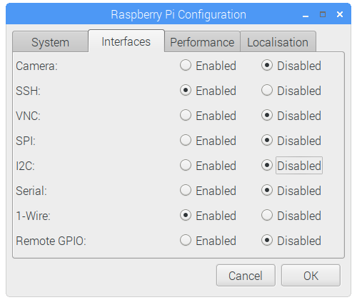 Configuration Raspberry Pi - Onglet Interfaces - 1-Wire