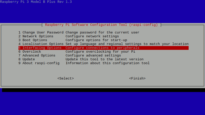 Activer RetroPie SSH - Écran Raspi-config