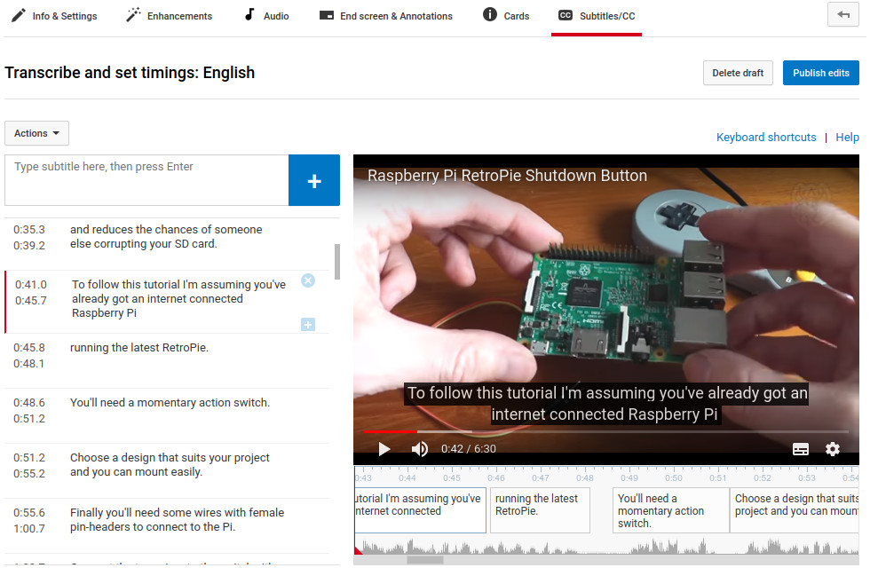 Modification des sous-titres YouTube