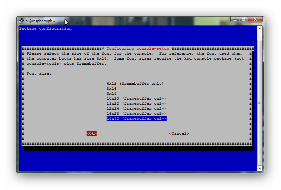 Modification de la taille de la police Raspbian