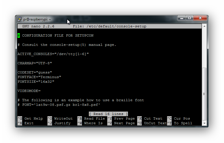 Modification de la taille de la police Raspbian
