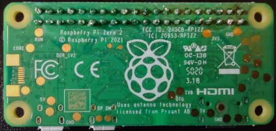 Raspberry Pi Zero 2 gros plan, marche arrière