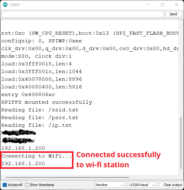 ESP32 ESP8266 connecté avec succès à la station Wi-Fi