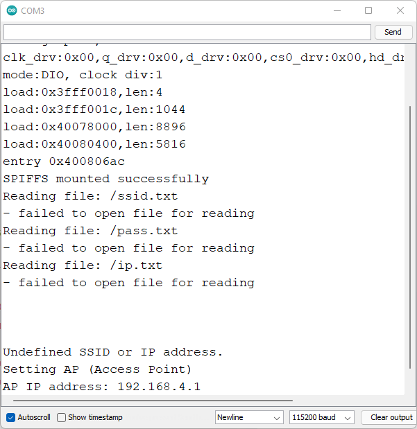 ESP-Wi-Fi Manager définit le moniteur série du point d'accès