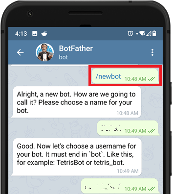 Telegram BotFather Créer un nouveau bot