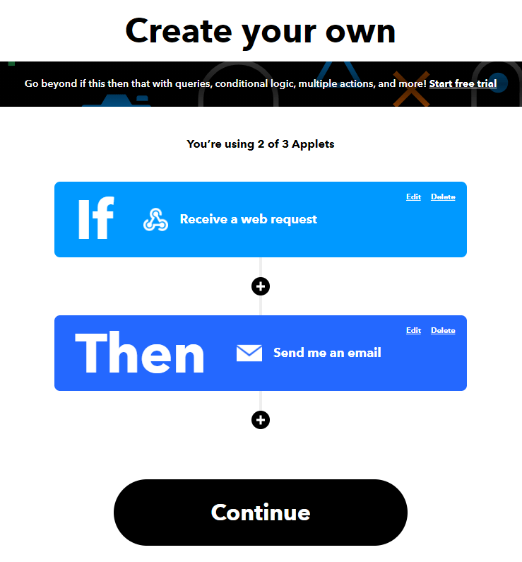 IFTTT Créez votre applet créez la vôtre