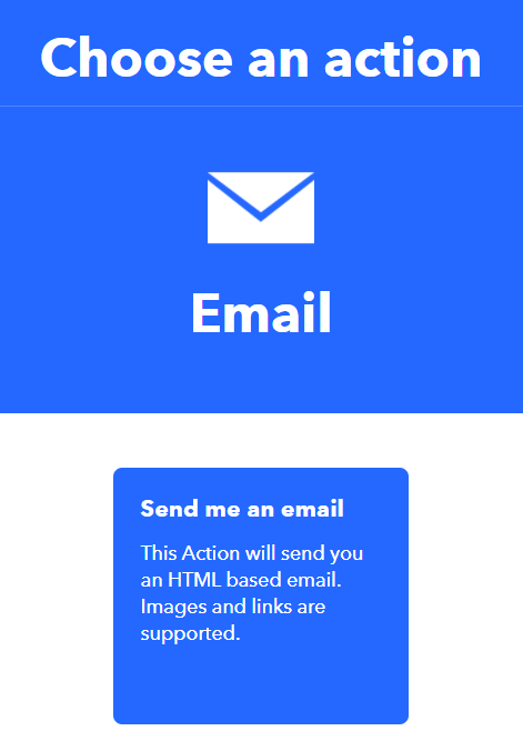 IFTTT Créez votre applet choisissez une action