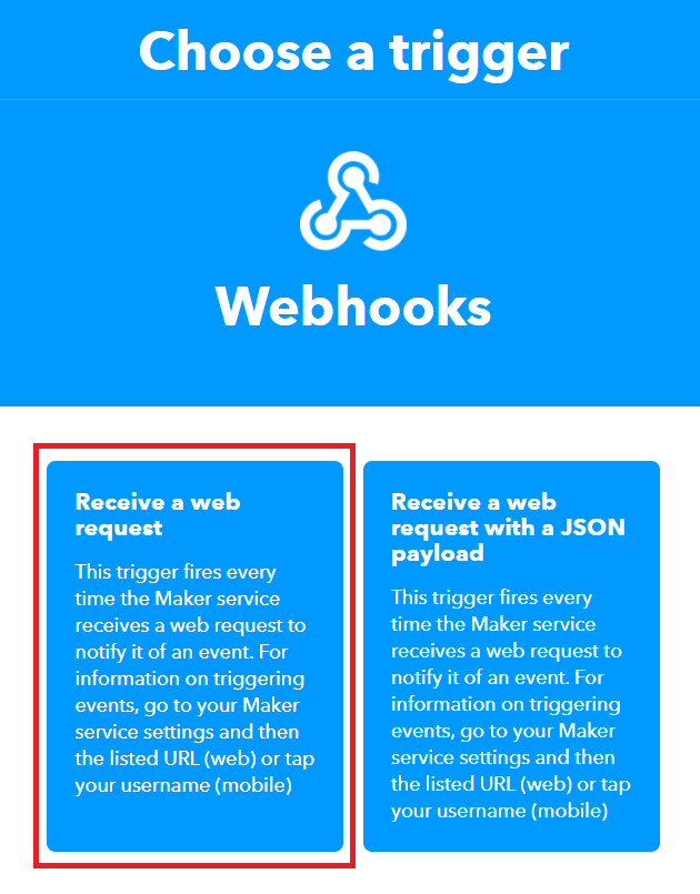 IFTTT Créez vos webhooks d'applet recevez une requête web