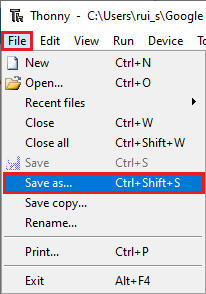 Thonny IDE ESP32 ESP8266 MicroPython Enregistrer la bibliothèque de fichiers sur l'appareil enregistrer sous