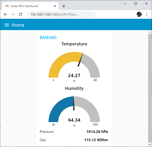 ESP32 ESP8266 Node-RED BME680 Température Humidité Pression Gaz Qualité de l'air