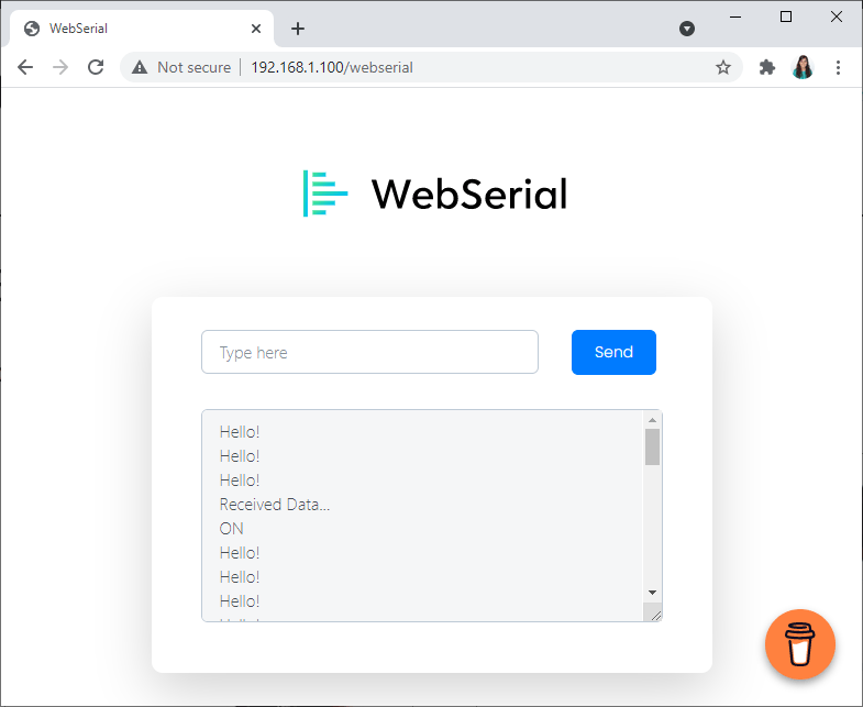 ESP8266 NodeMCU Testing Web Serial Library Exemple de démonstration de base