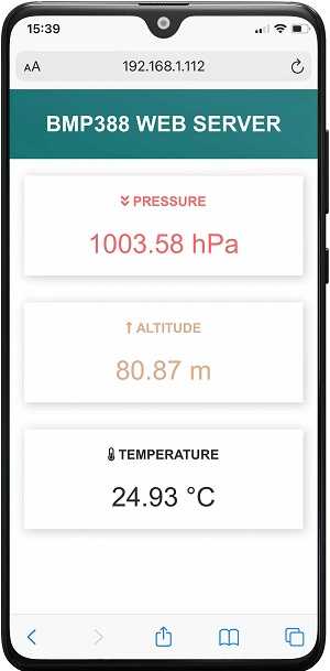 ESP8266 NodeMCU Serveur Web Simple BMP388 Altimètre