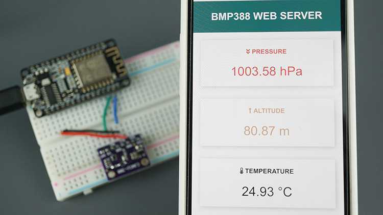 ESP8266 NodeMCU BMP388 Capteur Altitude Pression Température Arduino Web Server