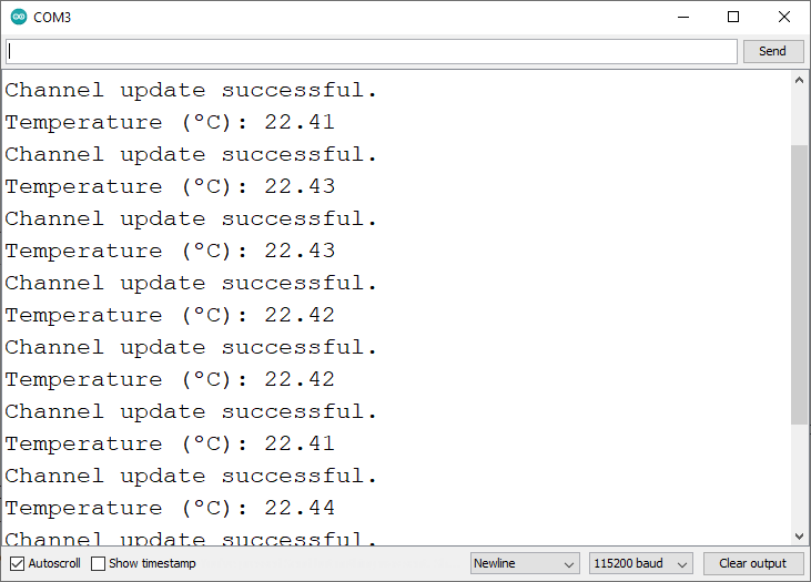 Publier les relevés de température ThingSpeak ESP8266 NodeMCU Serial Monitor