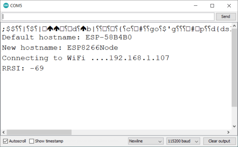 ESP8266 Nom d'hôte personnalisé Serial Monitor Arduino IDE