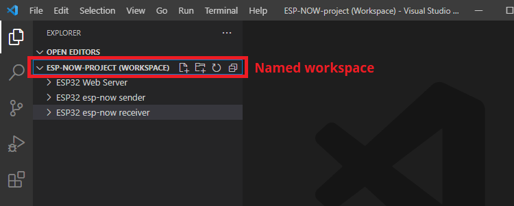 Espace de travail nommé VS Code avec plusieurs dossiers ESP32 ESP8266