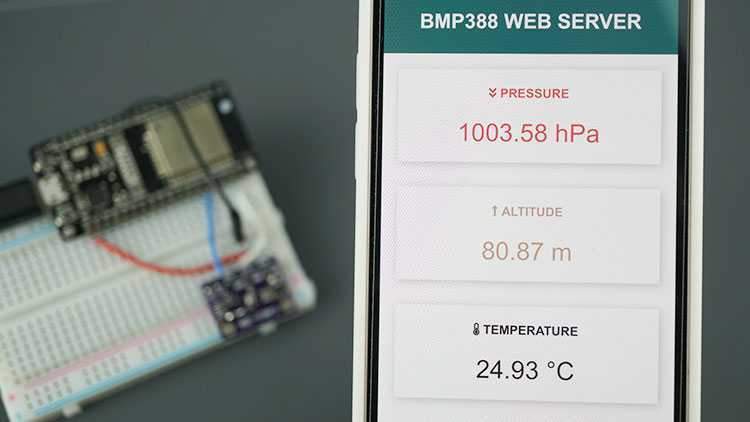 ESP32 BMP388 Capteur Altitude Pression Température Arduino Web Server