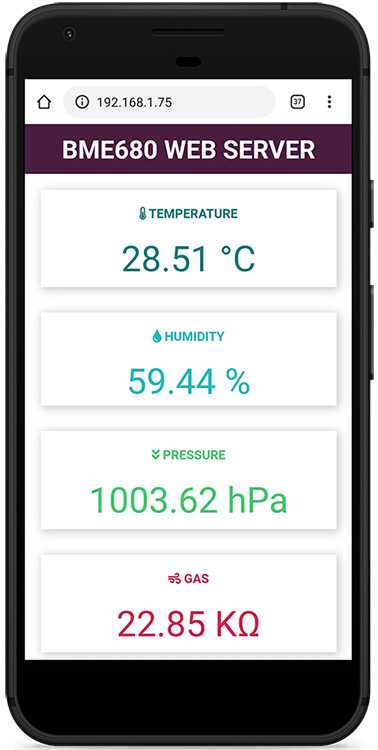 Serveur Web ESP8266 NodeMCU avec BME680 - Station météo 13 Démonstration du serveur Web ESP32 ou ESP8266 NodeMCU Board avec capteur de gaz BME680