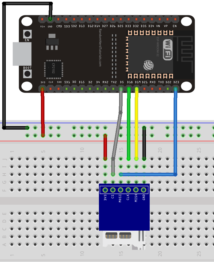 Schéma de câblage du module de carte microSD ESP32