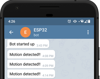 ESP32 ESP8266 Notification de télégramme détecté par mouvement