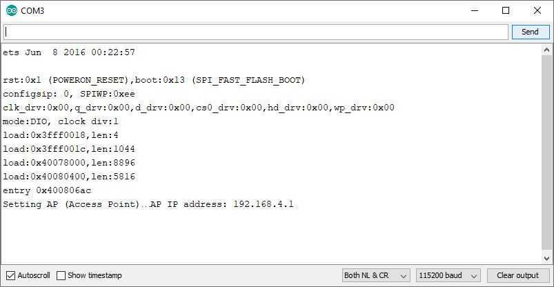 Test de l'ESP8266 Server Serial Monitor Arduino IDE