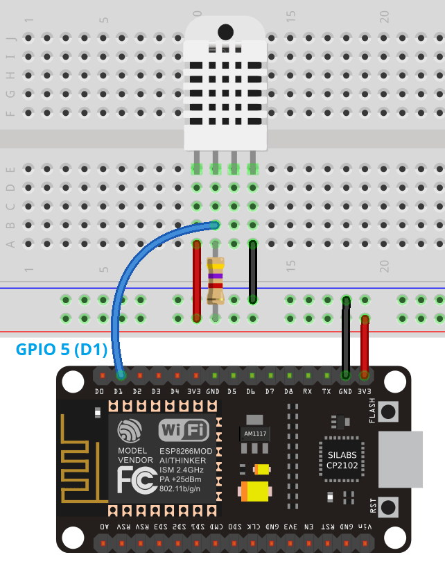 ESP8266 NodeMCU Access Point (AP) Diagramme schématique du circuit du serveur Web Capteur DHT