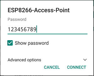 Point d'accès ESP8266 NodeMCU (AP) Entrez le mot de passe