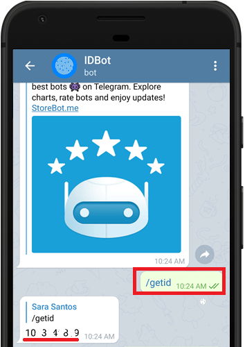 Telegram Obtenir un ID de chat avec IDBot getid