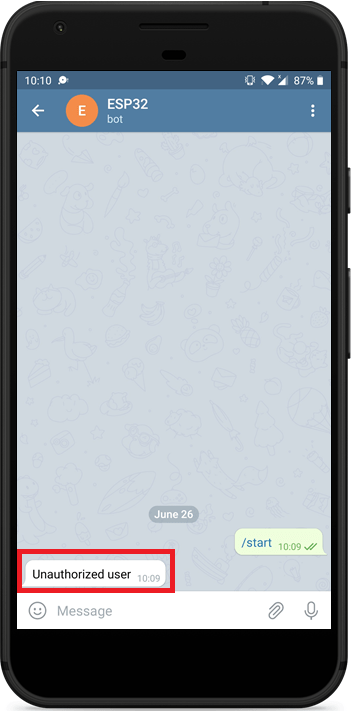 Contrôle ESP32 ESP8266 Sorties Télégramme Utilisateur non autorisé