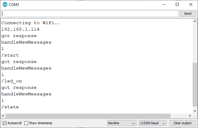 Control ESP32 ESP8266 Sorties Telegram Serial Monitor Démonstration